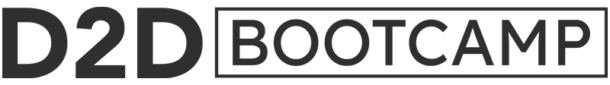Logo of d2d bootcamp featuring bold, uppercase letters with a military-inspired design, symbolizing a training program aimed at discipline and skill development.