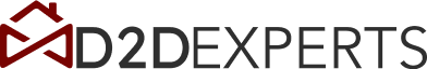 The image appears to be the logo of "d2d experts," which is stylized with a red and black color scheme, incorporating a distinctive x-shaped graphic element as part of the "experts" text.