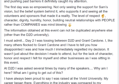 A screenshot of a digital text conversation where someone expresses their mixed feelings and experiences related to attending a university, specifically discussing their decision not to wear the university's branded attire and the reasons behind it.