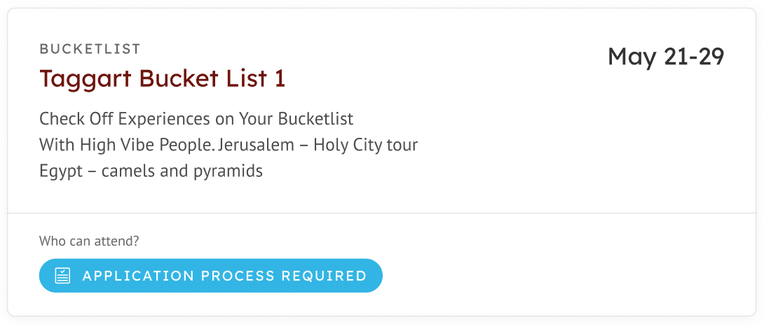 Taggart Bucket list