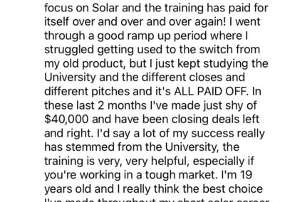 A screenshot of a testimonial message from an individual named isaiah, where they are sharing their personal success story about overcoming struggles, pursuing education, and making financial gains through investments and business ventures.