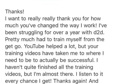 An appreciative email from an individual named shane, expressing gratitude for positive changes in work habits and training, sent at 7:00 am.