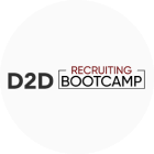 Badge logo for a d2d recruiting bootcamp featuring a minimalistic black and white design with a target icon signifying precision and focus in direct-to-door marketing and hiring strategies.