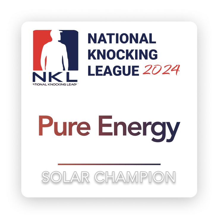 Logo for the National Knocking League 2024. Text reads "Pure Energy" and "Solar Champion.