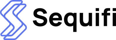 Logo with a blue, stylized "S" shape to the left, followed by the word "Sequifi" in black, bold, modern font. The background is transparent.