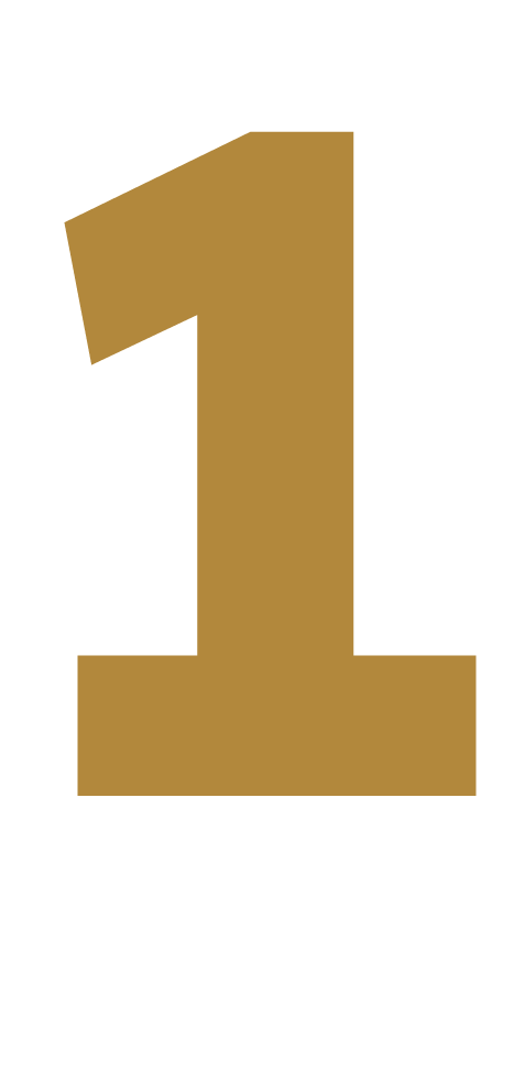 A large, bold, gold-colored number 1 centered on a plain white background.