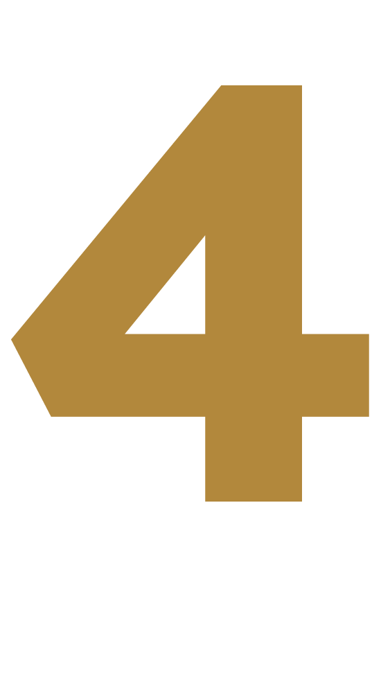 A large, bold, gold-colored number 4 is centered on a plain white background.