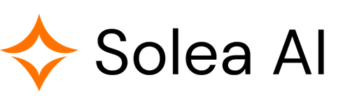 The logo for Solea AI features an orange four-pointed star icon to the left of the text "Solea AI" in black on a light gray background.
