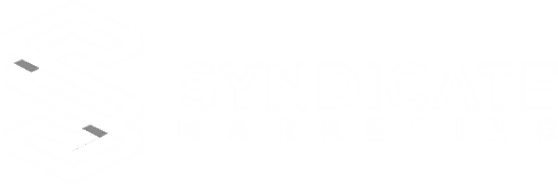 White geometric "S" logo followed by the words "Syndicate Marketing" in uppercase letters, with "Syndicate" in bold and "Marketing" in a lighter font, all on a light gray background.